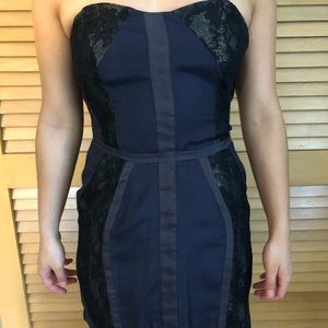 Navy blue dress with lace detail
